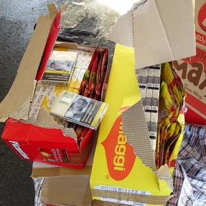 1.500 pachete țigări fără documente legale, confiscate de poliţiştii de frontieră giurgiuveni