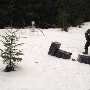Țigări transportate cu snow-mobilul și ascunse într-un scaun auto pentru copii, descoperite de polițiștii de frontieră