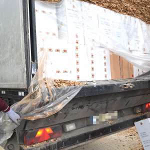 Peste 240.000 de pachete cu țigări, ascunse într-un TIR prin metoda capac