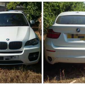 Autoturism marca BMW X6, semnalat furat din Marea Britanie, descoperit în P.T.F. Ostrov