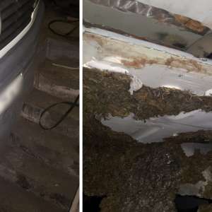 Peste 2.600 de pachete cu țigări de contrabandă, descoperite ascunse în plafonul dublu al unui microbuz