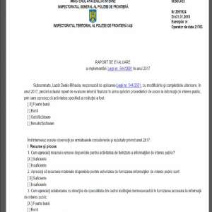 Raport de evaluare a implementarii Legii nr. 544/2001 in anul 2017