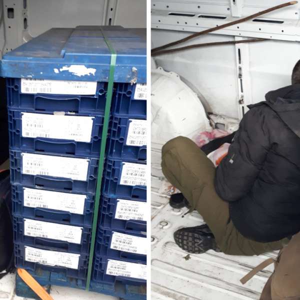 Unsprezece cetăţeni din Irak, Eritreea şi Iran, depistați ascunşi într-o autoutilitară la P.T.F. Nădlac II