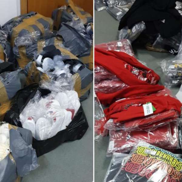 Articole textile și de încălțăminte, susceptibile a fi contrafăcute, confiscate la P.T.F. Giurgiu