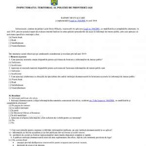 Raport de evaluare a implementarii Legii nr. 544/2001 in anul 2018
