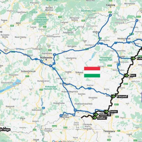  Map with the itinerary of the open border crossing points at the Romanian-Hungarian border