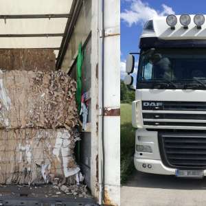 Peste 19 tone deșeuri din hârtie transportate ilegal din Bulgaria,  oprite la P. T. F. Giurgiu