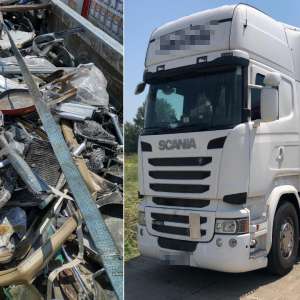 16 tone de deşeuri din aluminiu, încărcate din Italia, oprite la P.T.F. Giurgiu