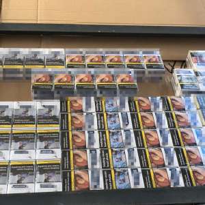 About 150,000 packs of cigarettes, found hidden in metal boxes in a truck, at B.C.P. Giurgiu