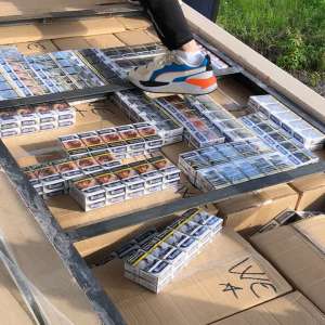 About 150,000 packs of cigarettes, found hidden in metal boxes in a truck, at B.C.P. Giurgiu