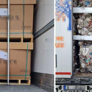 Două ansambluri rutiere încărcate cu 31 de tone de deșeuri, oprite la Giurgiu