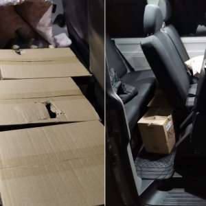 Băuturi alcoolice ascunse într-un microbuz, descoperite la P.T.F Giurgiu