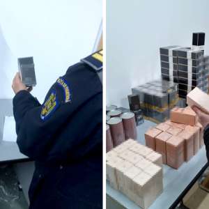 Mii de bunuri contrafăcute, estimate la 460.000 lei ,  descoperite în nouă autocare la PTF Giurgiu