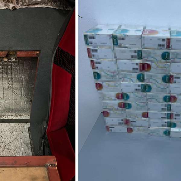 Țigarete în valoare de 11.440 lei, ascunse într-un autocar descoperite de polițiștii de frontieră giurgiuveni