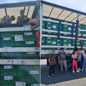 Treisprezece cetăţeni străini depistați într-un TIR cu role de oțel