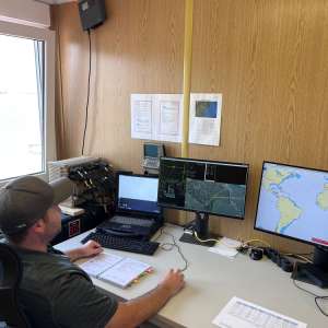 The EMSA RPAS aircraft flies over the Black Sea region in support of the Romanian national authorities