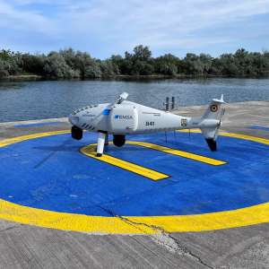 The EMSA RPAS aircraft flies over the Black Sea region in support of the Romanian national authorities