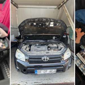 Ţigări de contrabandă descoperite în aripa unui autoturism