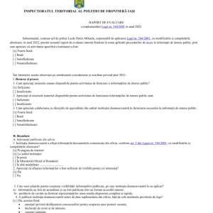 Raport de evaluare a implementarii Legii nr. 544/2001 in anul 2022