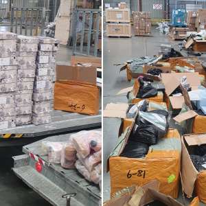 Aproximativ trei tone de bunuri susceptibile a fi contrafăcute sosite din China, confiscate pe Aeroportul Henri Coandă-Otopeni