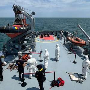 Work meeting between the General Inspector of the Romanian Border Police and Frontex Deputy Executive Director, during a Search and Rescue exercise in the Black Sea