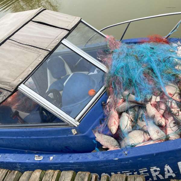 900 de metri de plase mono-filament cu 225 kilograme de pește  scoase din complexul lagunar Razim-Sinoe de polițiștii de frontieră