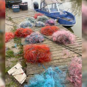 900 de metri de plase mono-filament cu 225 kilograme de pește  scoase din complexul lagunar Razim-Sinoe de polițiștii de frontieră