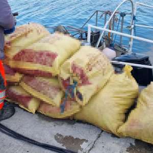 Pescador neînregistrat, propulsat de un motor furat, cu peste 760 kg de peşte la bord şi 3.600 metri de plasă, depistate de polițiștii de frontieră