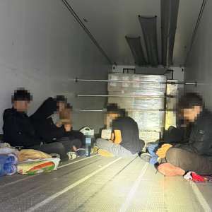 Doisprezece cetăţeni străini, depistaţi ascunși într-un camion cu alune, la Calafat