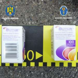 Flacoane cu soluție injectabilă pe bază de toxină botulinică, în valoare de peste 3,3 milioane de lei, descoperite la Calafat
