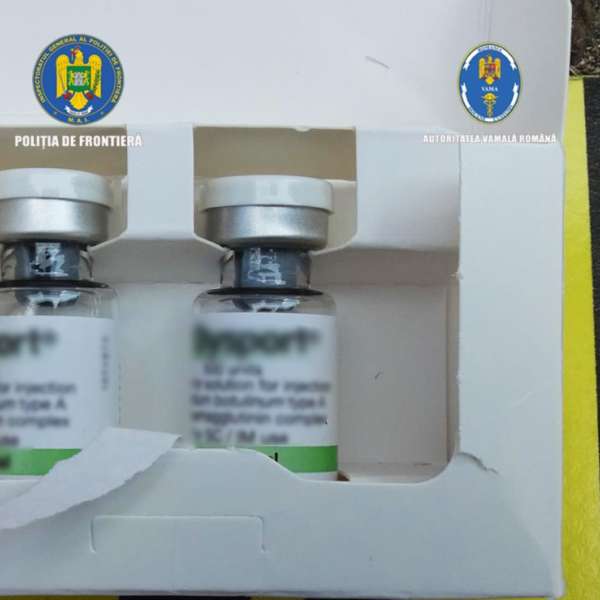 Flacoane cu soluție injectabilă pe bază de toxină botulinică, &icirc;n valoare de peste 3,3 milioane de lei, descoperite la Calafat